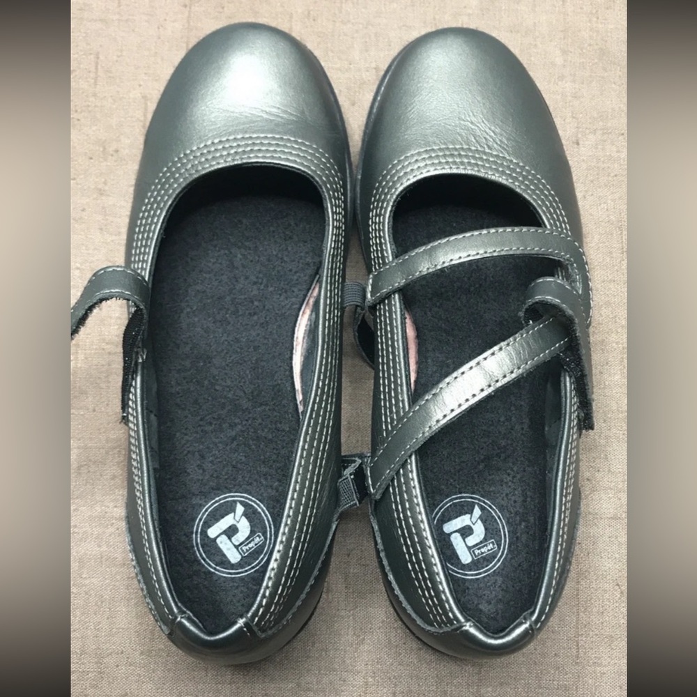 Apex Petals Janice Women's Mary Jane Pewter Leather Size 6W with Propet Inserts - Picture 11 of 14